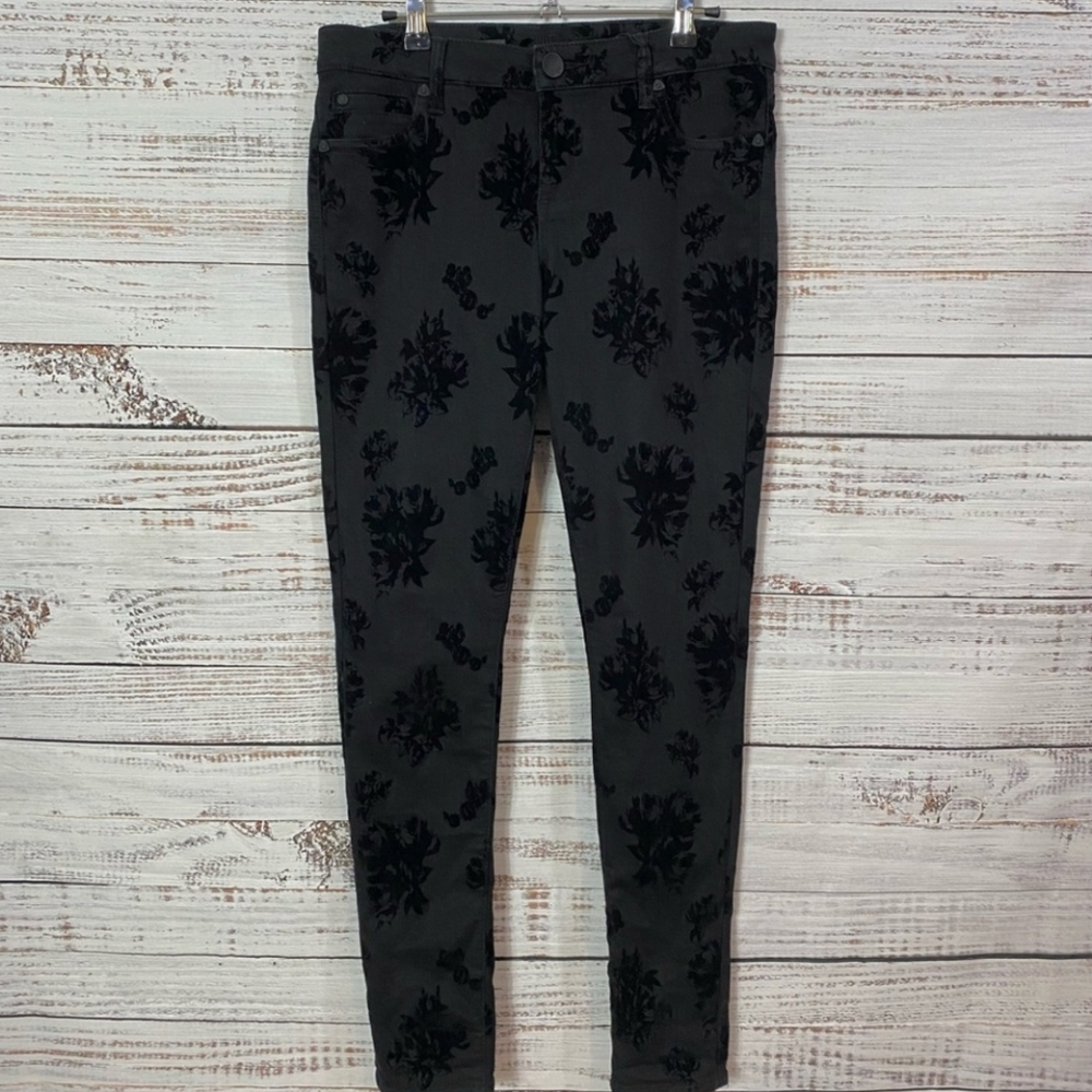 KUT FROM THE KLOTH MIA TOOTHPICK SKINNY - Floral, Black - Fits Like a size 4***